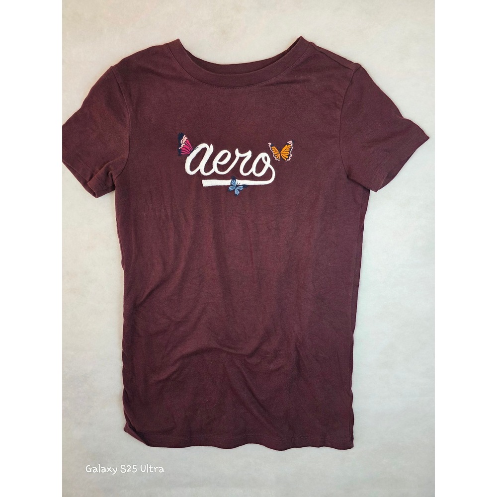 Aeropostale Graphic T-Shirt Bundle Womens Aero Butterfly Miami Race Maroon Black
